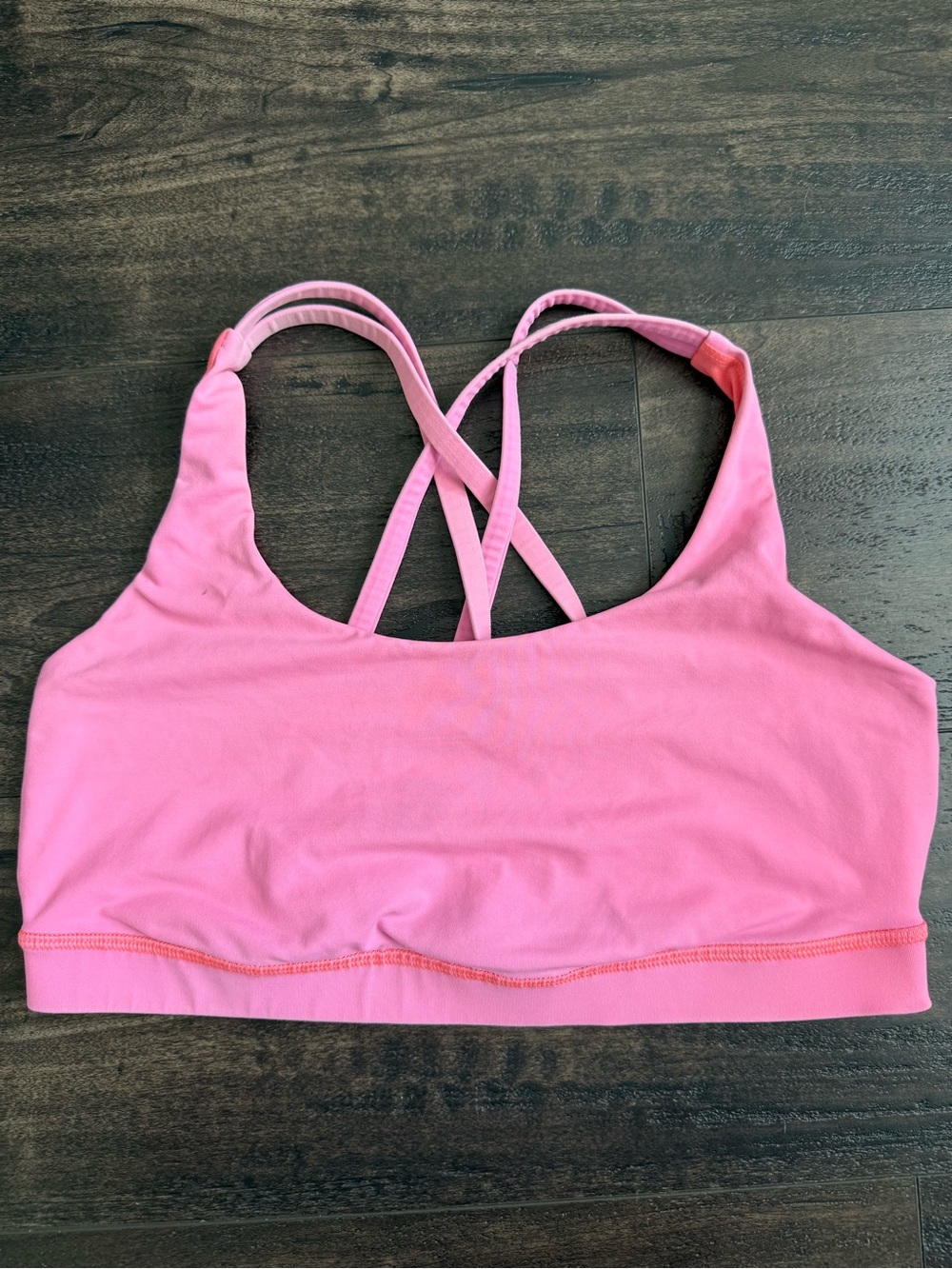 Lululemon Energy Bra Pink Strappy Cross Back Longline Size L